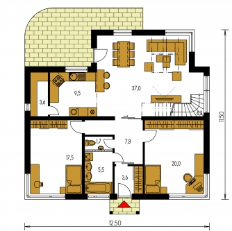 Floor plan of ground floor - BUNGALOW 33